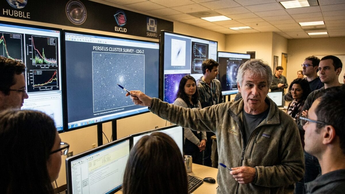 Image for: Hubble Discovers 'Ghost Galaxy' Made of 99 Percent Dark Matter Lurking in Perseus Cluster