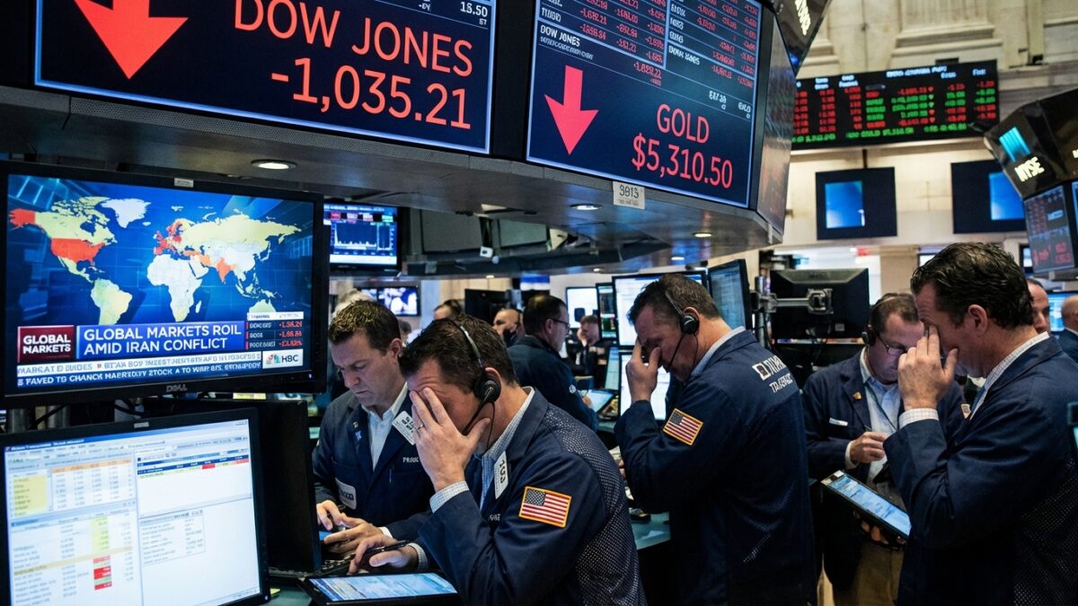 Image for: Markets Reel as Iran War Sends Dow Plunging 1,000 Points, Gold Tops $5,300, Dollar Strengthens