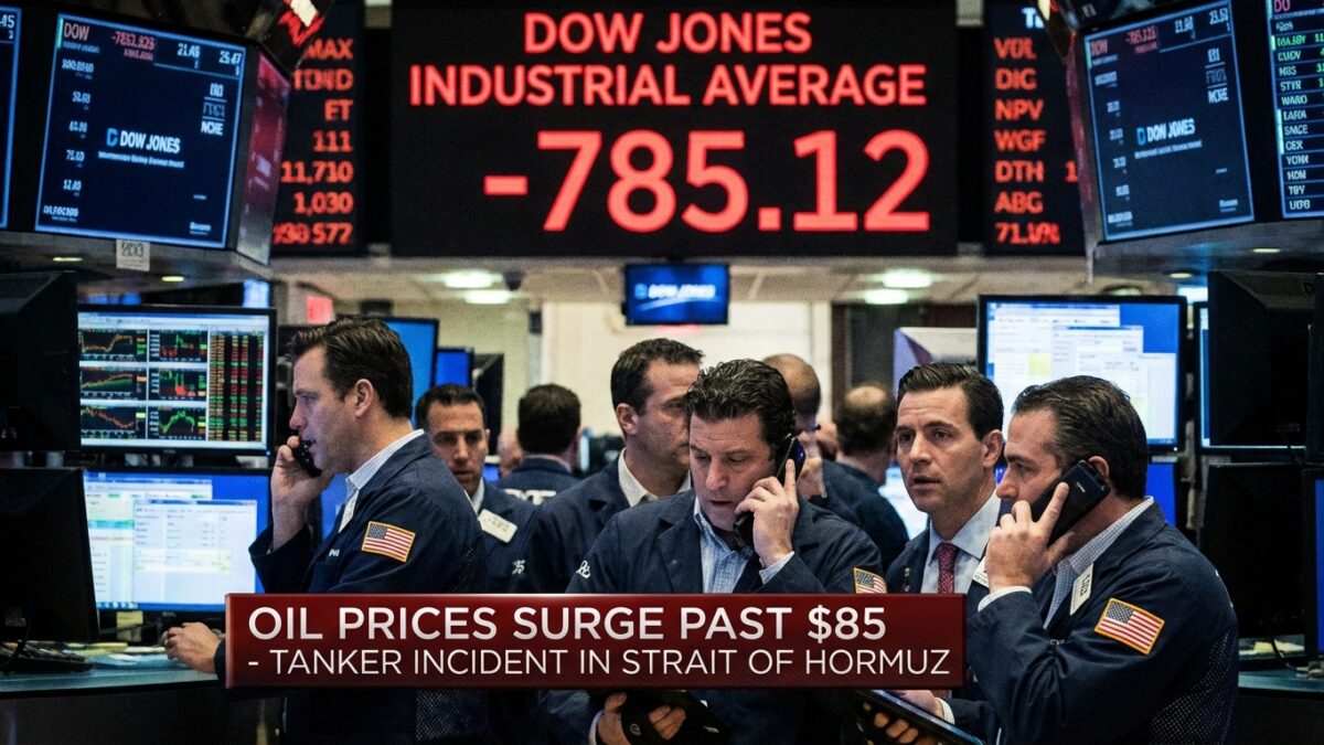 Image for: Oil Tops $85 a Barrel as Iran Hits Tanker, Dow Plunges 785 Points in Worst Week Since Liberation Day Tariffs